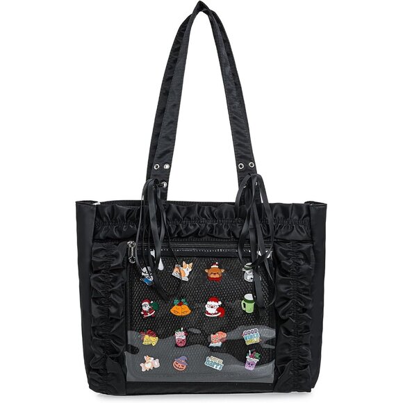 Womens Girls Tote Ita Bag Bowknot Wrinkled Edge Shoulder Bag Kawaii Purses and H - Picture 1 of 7